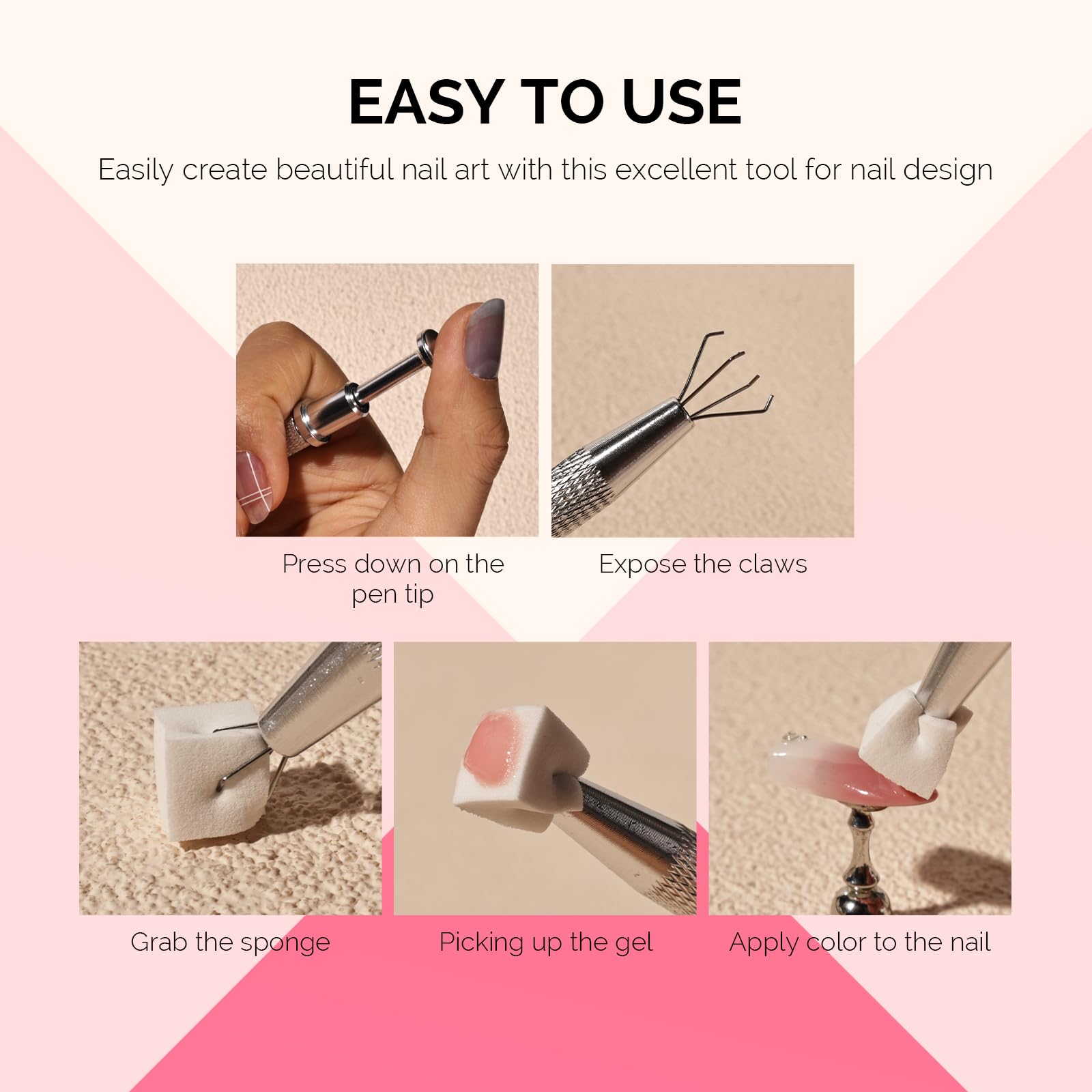 MelodySusie blooming nails technique with sponge for floral-inspired tips.