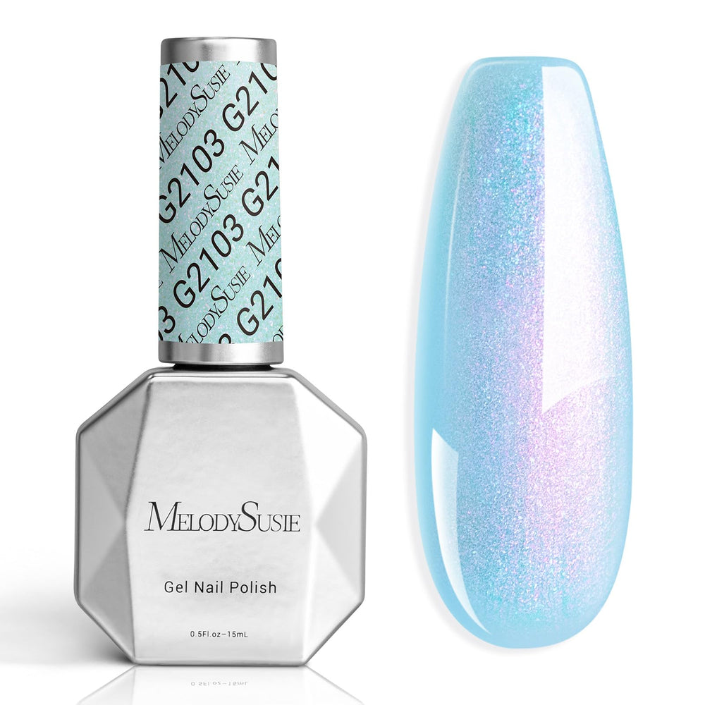 MelodySusie Blue Aurora: frasco con brillo holográfico para realzar la manicura.