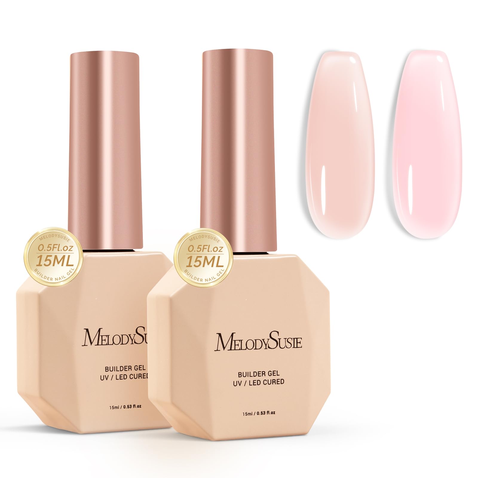 MelodySusie gel-builder color carne: botella de 15 ml para engrosar y fortalecer uñas.