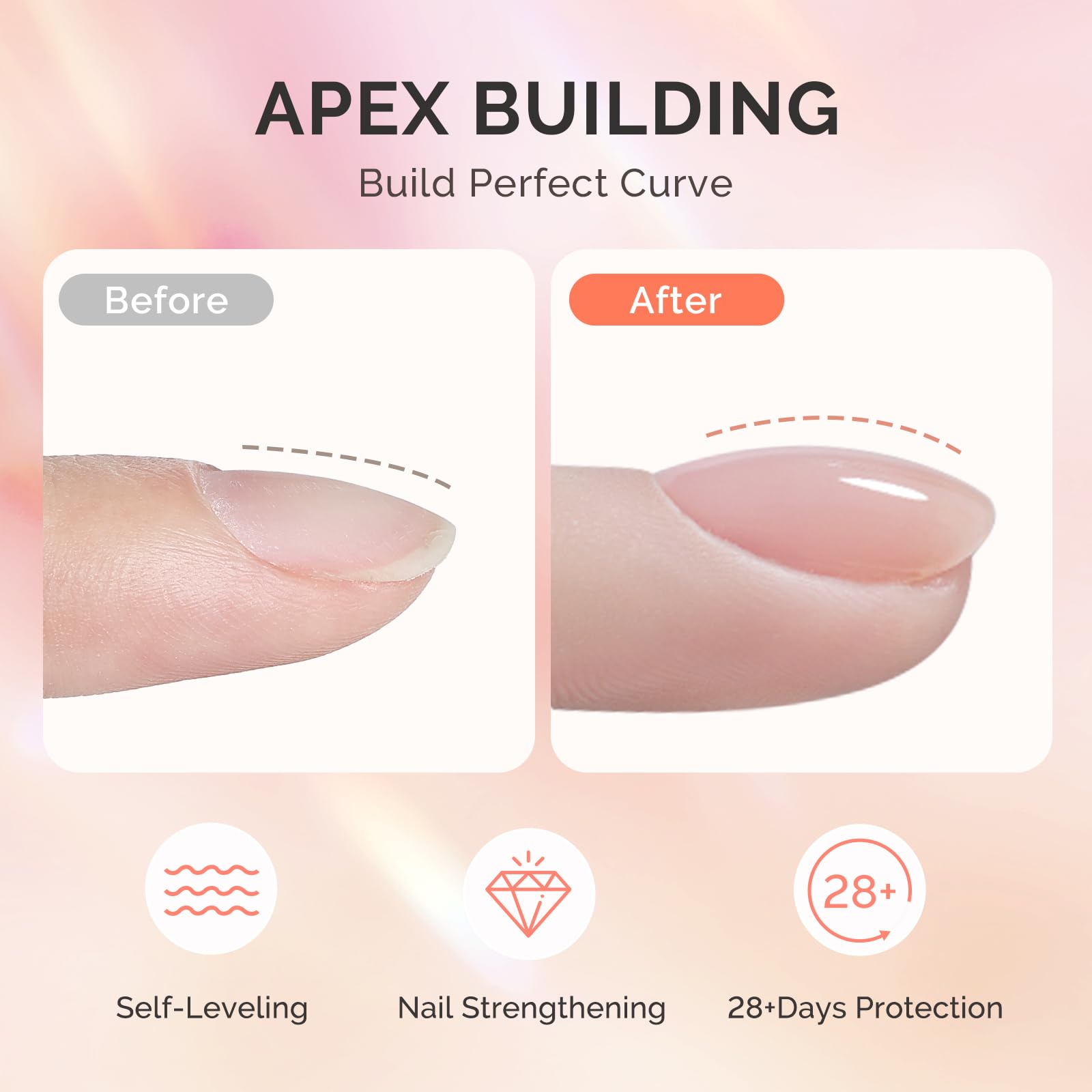 MelodySusie builder nail gel applied on nail for smooth length extension.