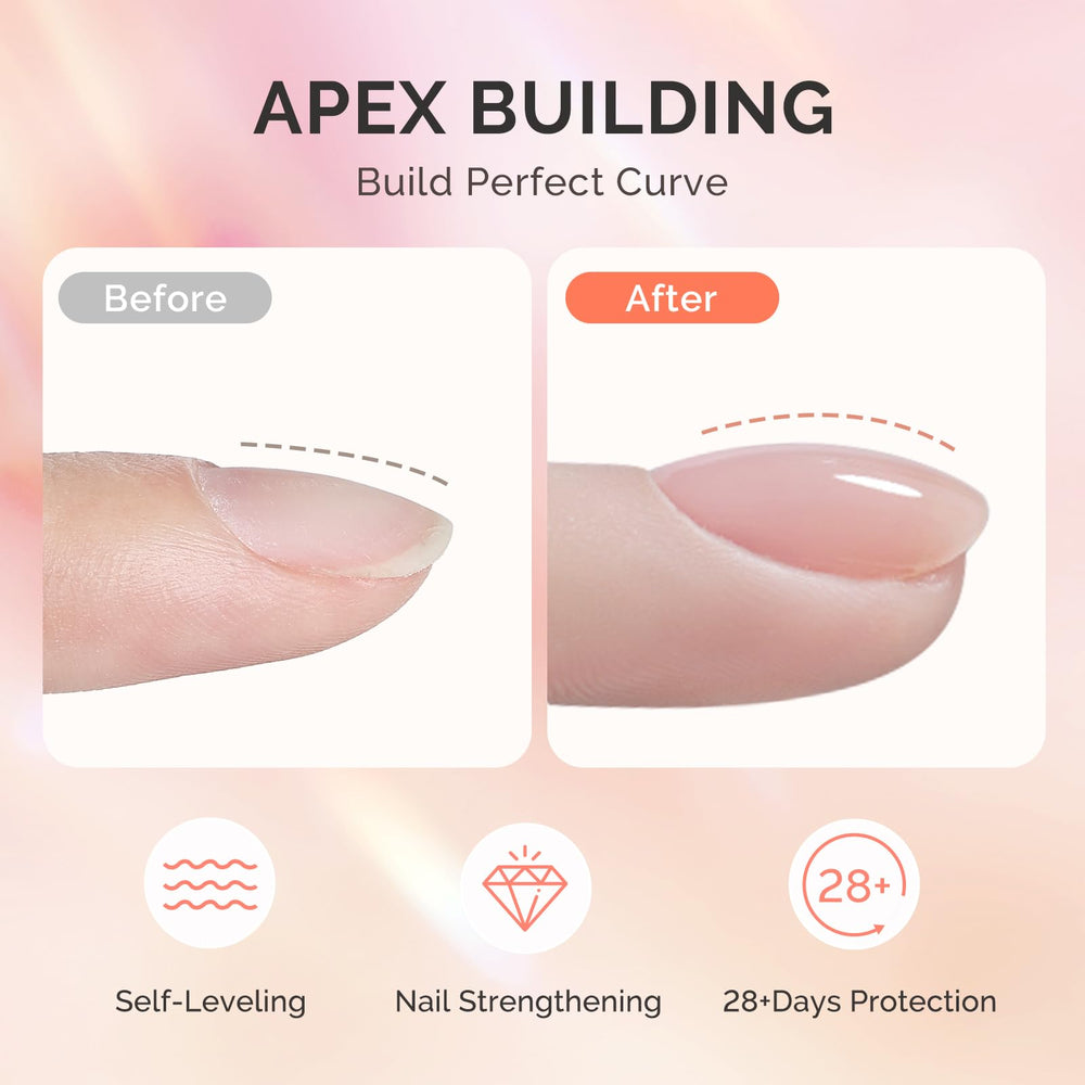 MelodySusie builder nail gel applied on nail for smooth length extension.
