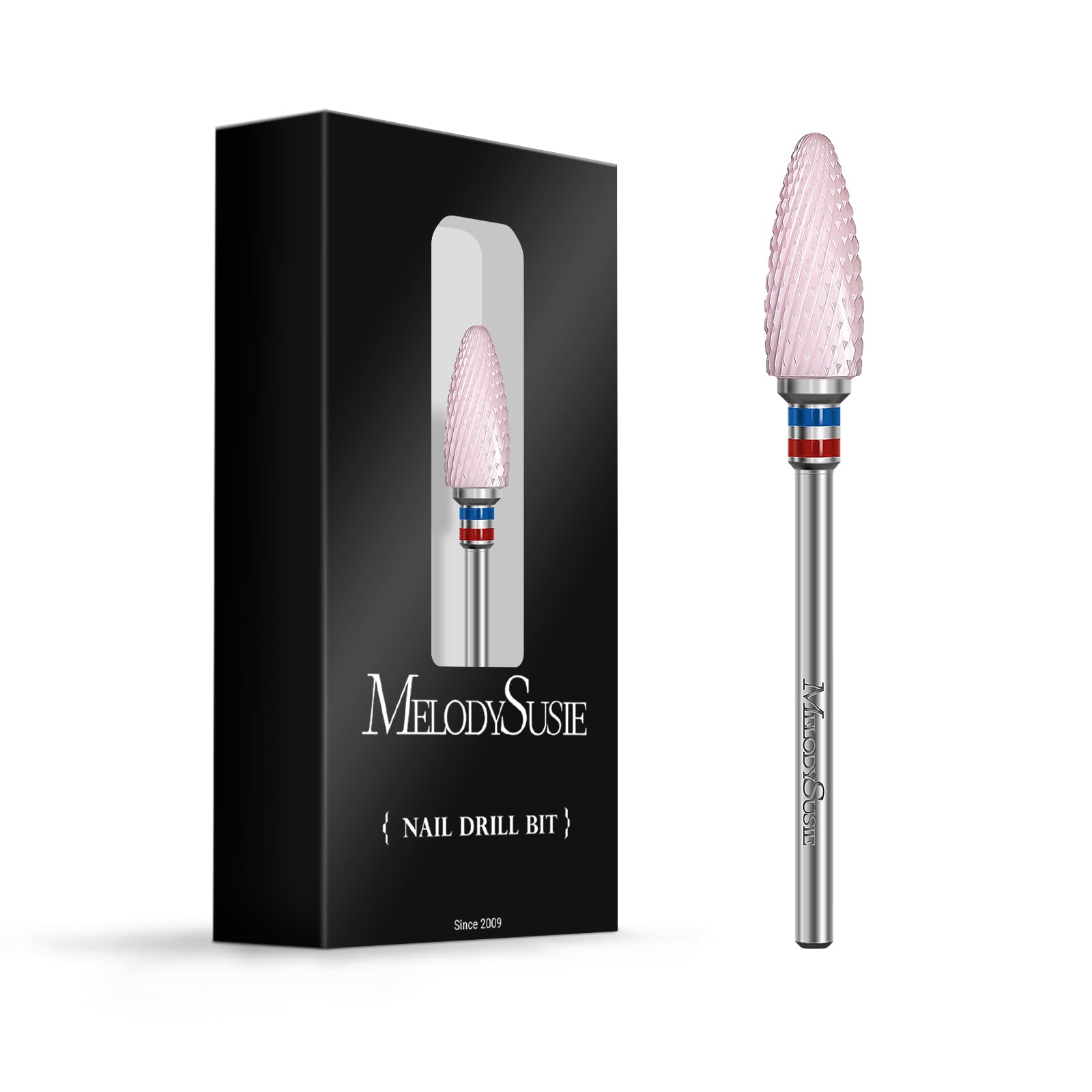 MelodySusie ceramic flame cross cut nail drill bit in pink for precise gel removal