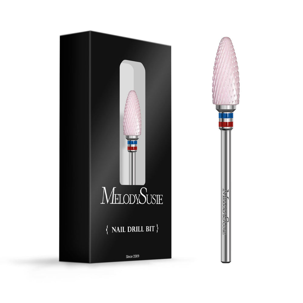 MelodySusie ceramic flame cross cut nail drill bit in pink for precise gel removal