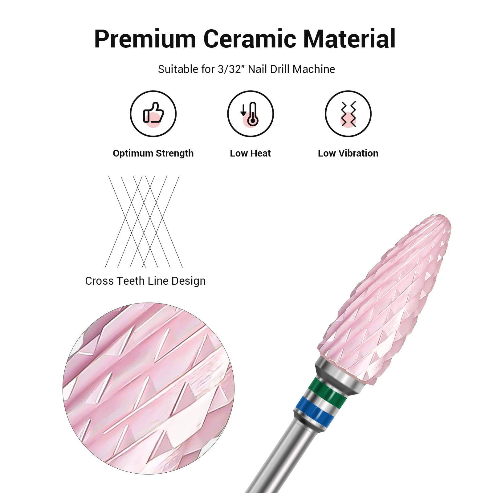 MelodySusie ceramic flame pink drill bit providing comfortable handling during manicures