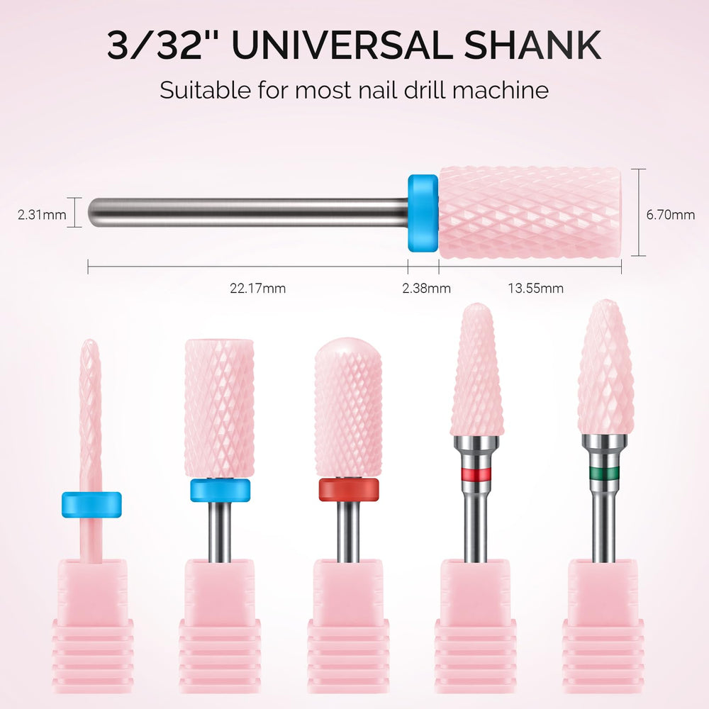 MelodySusie ceramic nail drill bit set in pink case for home salon use