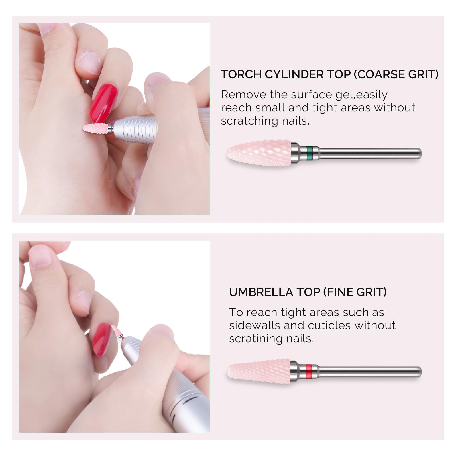 MelodySusie ceramic nail drill bit umbrella for gentle polishing