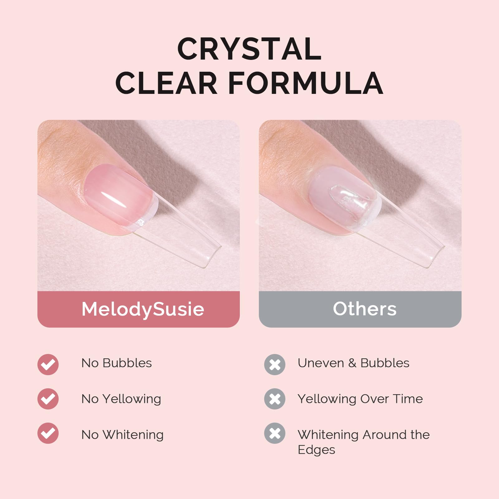 MelodySusie: claridad cristalina del pegamento, acabado profesional.