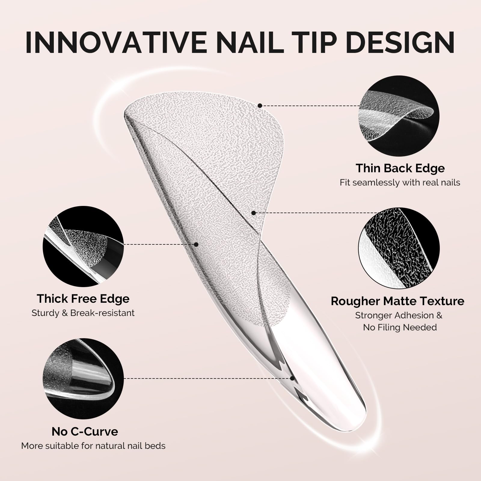 MelodySusie clear acrylic nail tips with 15 sizes simplify precise fitting