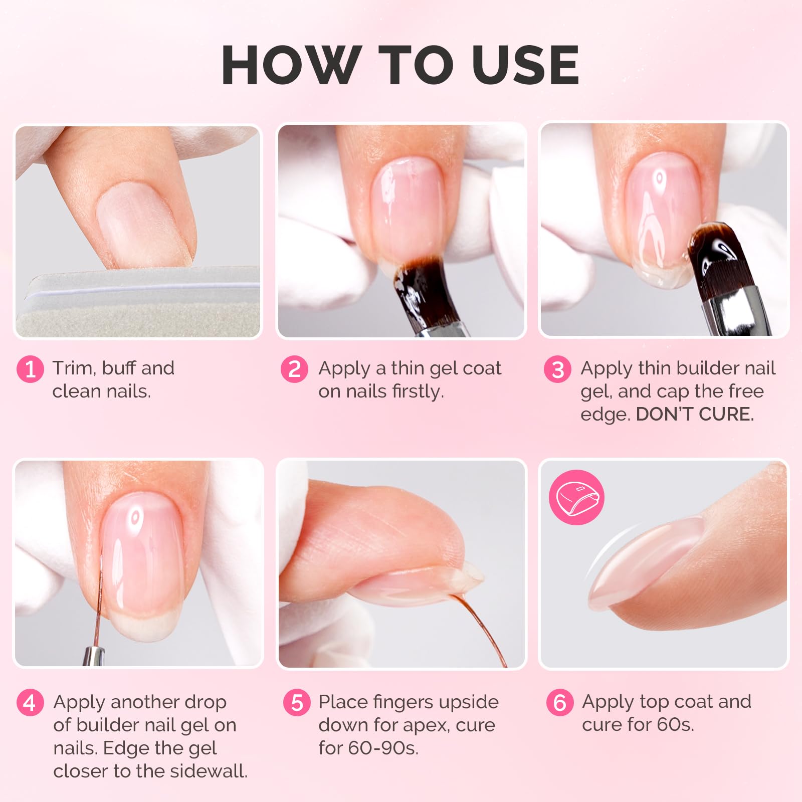 MelodySusie Clear Builder Gel built-in brush for easy application.