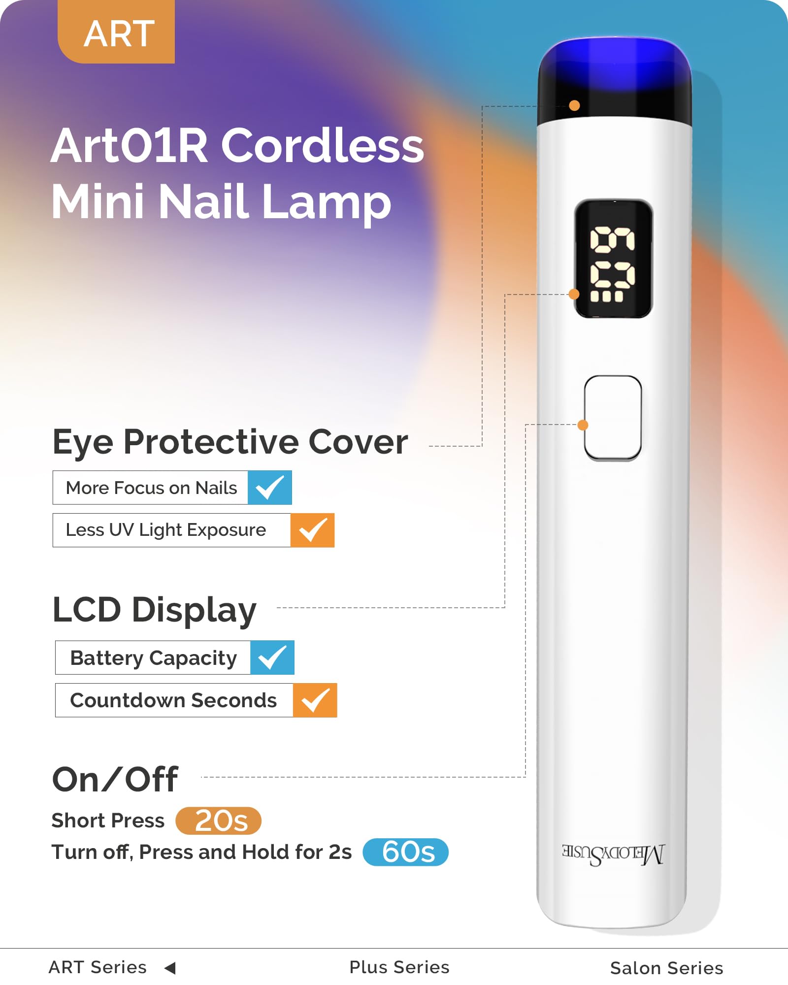 MelodySusie cordless nail lamp compact for travel and on-the-go manicures.