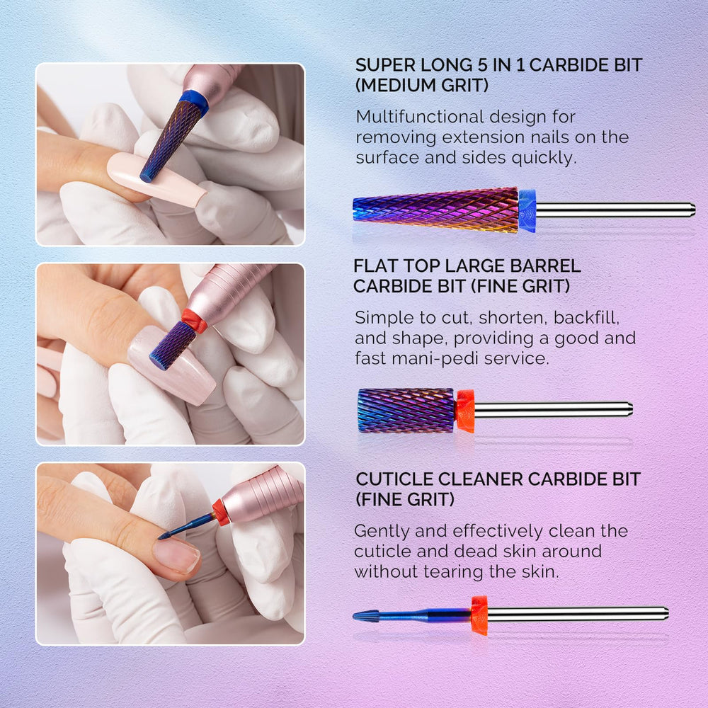 MelodySusie cuticle cleaner carbide bit gentle cleaning around cuticles.