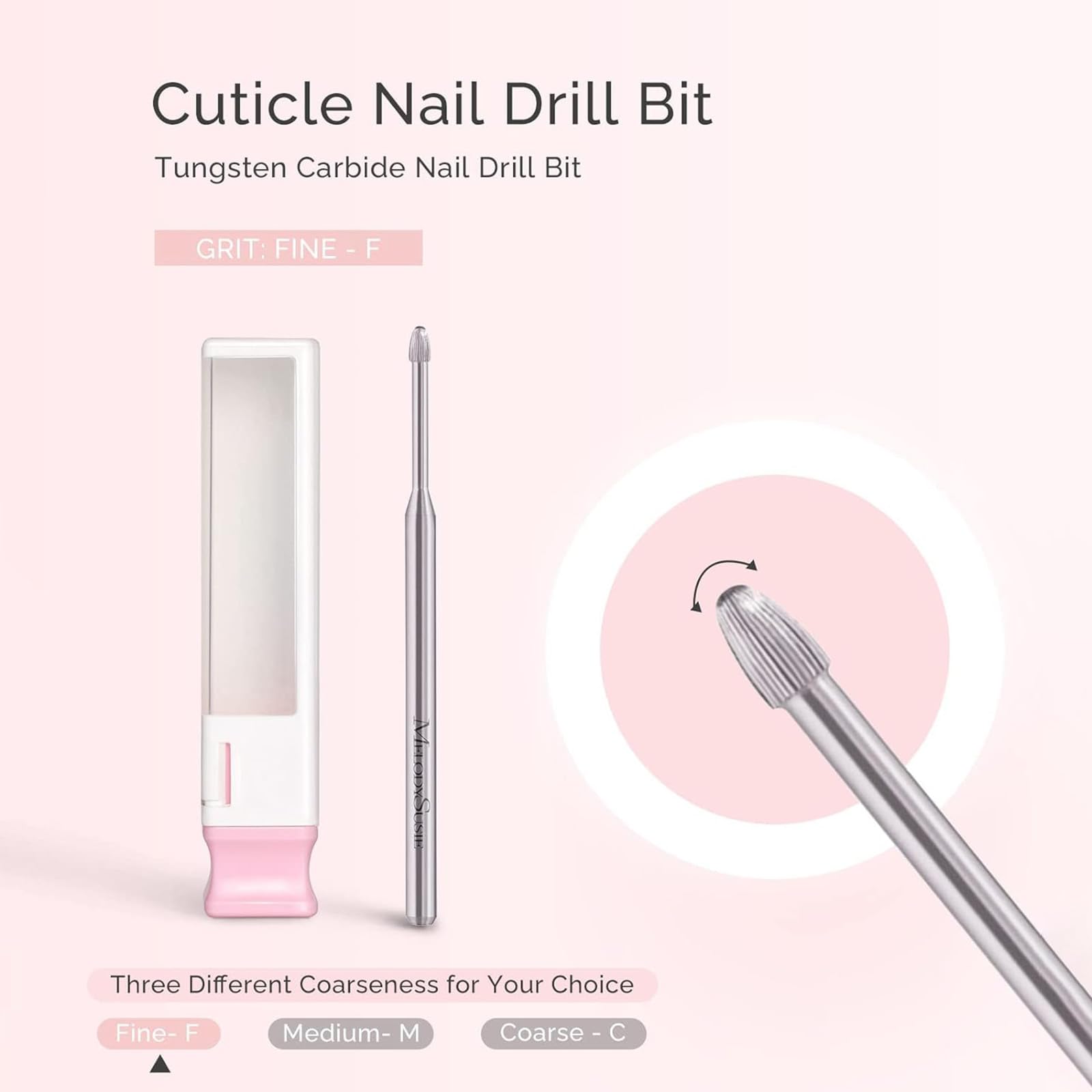 MelodySusie 3/32 shank cuticle bit for dead skin removal in manicure.