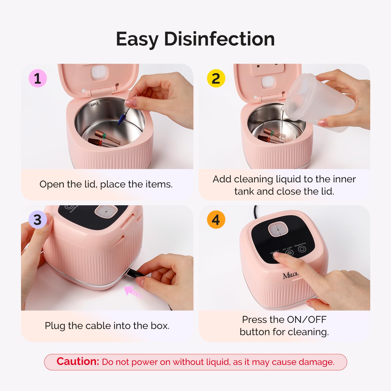 MelodySusie DL-160 6 oz capacity enabling 360 degree tool cleaning