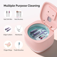 MelodySusie DL-160 blue light active view highlighting efficient cleaning for nail bits and jewelry