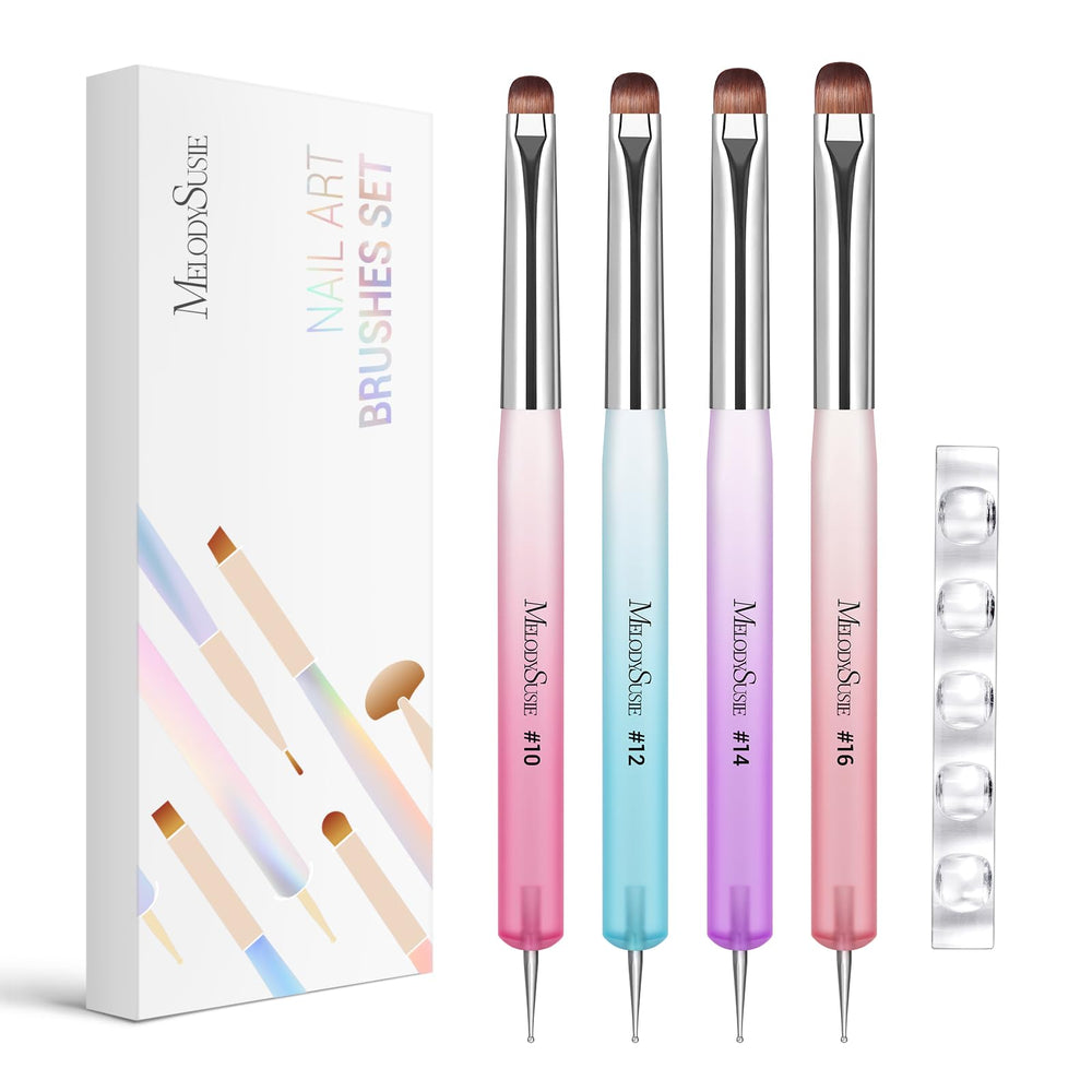 MelodySusie French tip brush set with holder for tidy storage and on-the-go manicures.