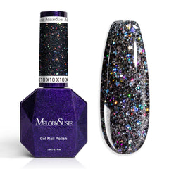 MelodySusie Galaliver esmalte negro con purpurina para uñas.
