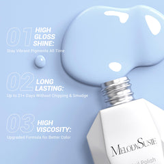 MelodySusie gel swatch under UV lamp demonstrates quick curing results.