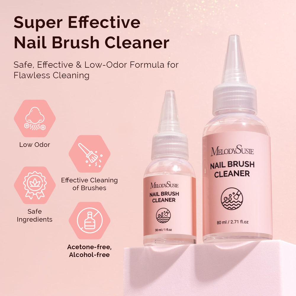 MelodySusie gel-residue remover demonstrates versatile cleaning for UV gel brushes