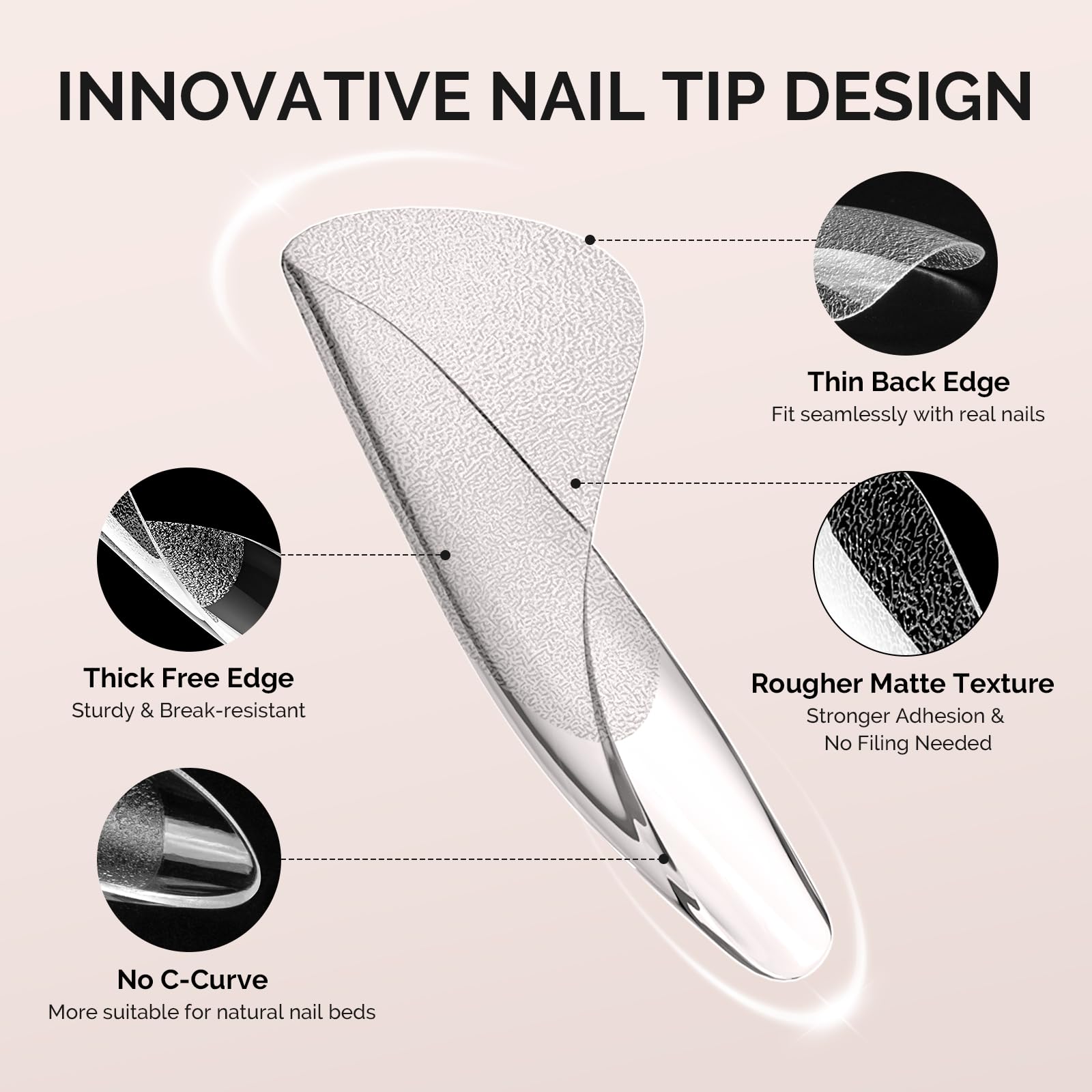 Half matte surface improves adhesion and grip during application
