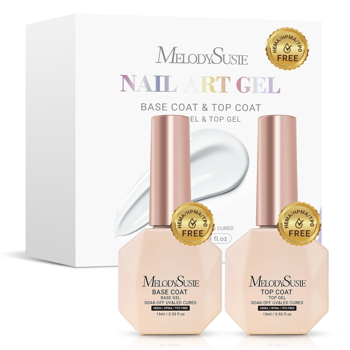 MelodySusie HEMA-free base coat bottle ready for smooth nail prep