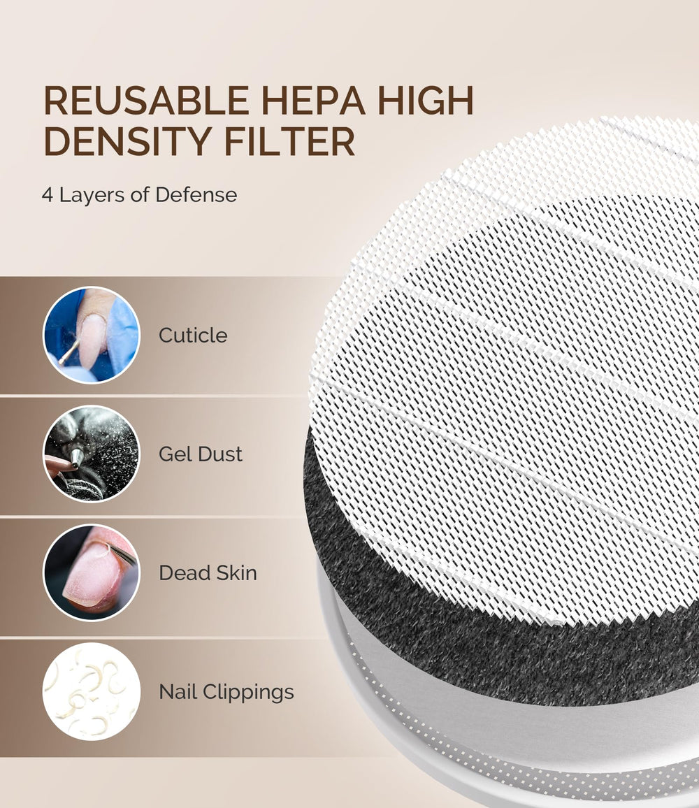 MelodySusie HPro dust filter close-up shows filtration material capturing fine dust.