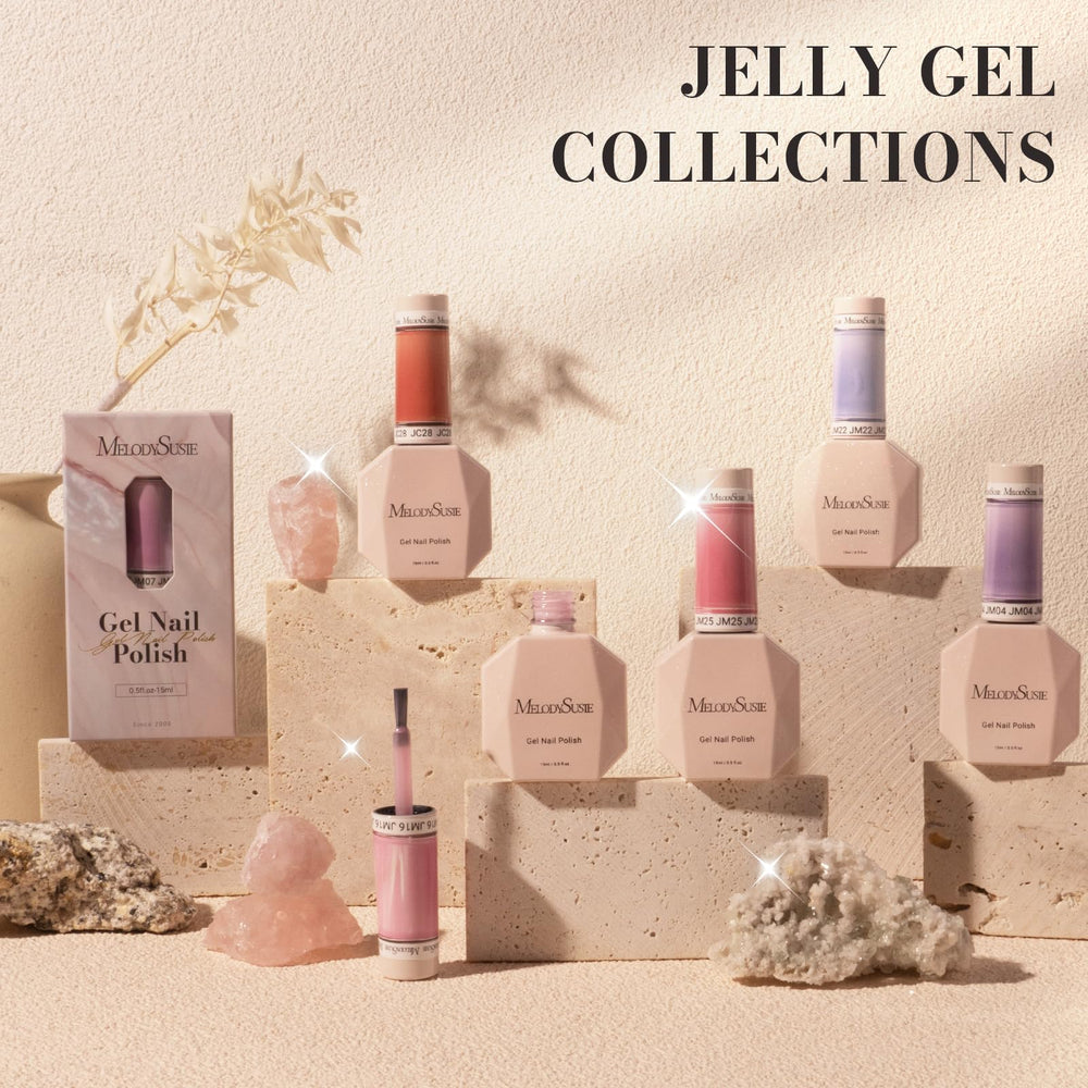 MelodySusie Jeweliver jelly pink bottle curing under LED/UV for fast results.