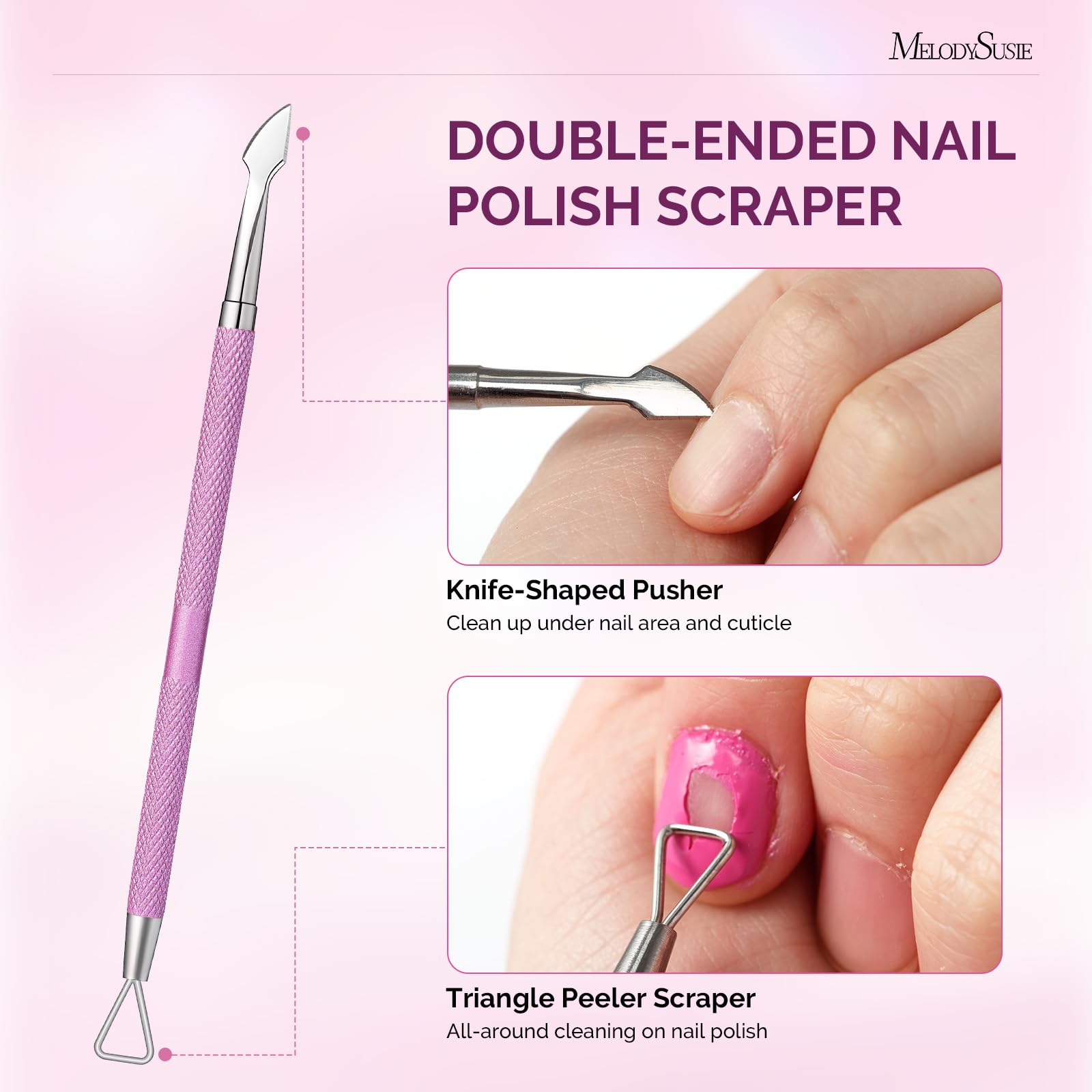 MelodySusie raspador doble para esmalte para retirar restos con precisión.
