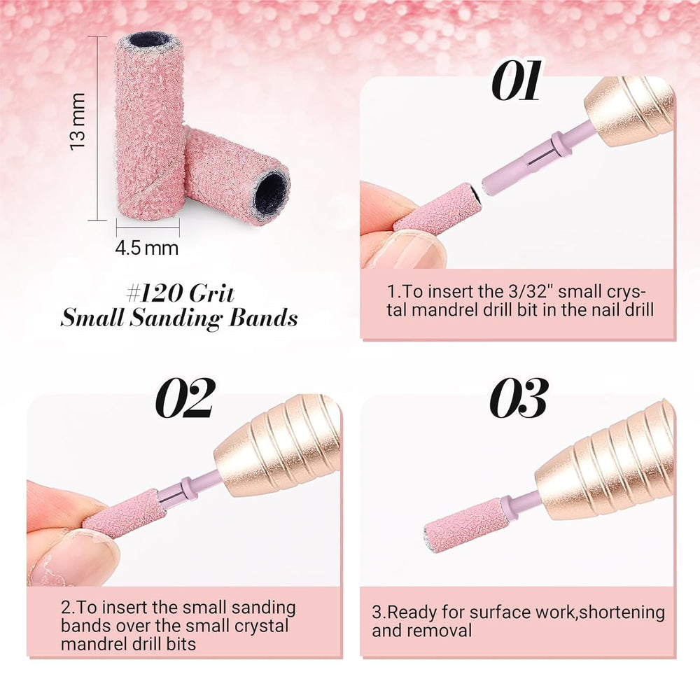 MelodySusie small sanding bands, pink, for manicure and pedicure prep.