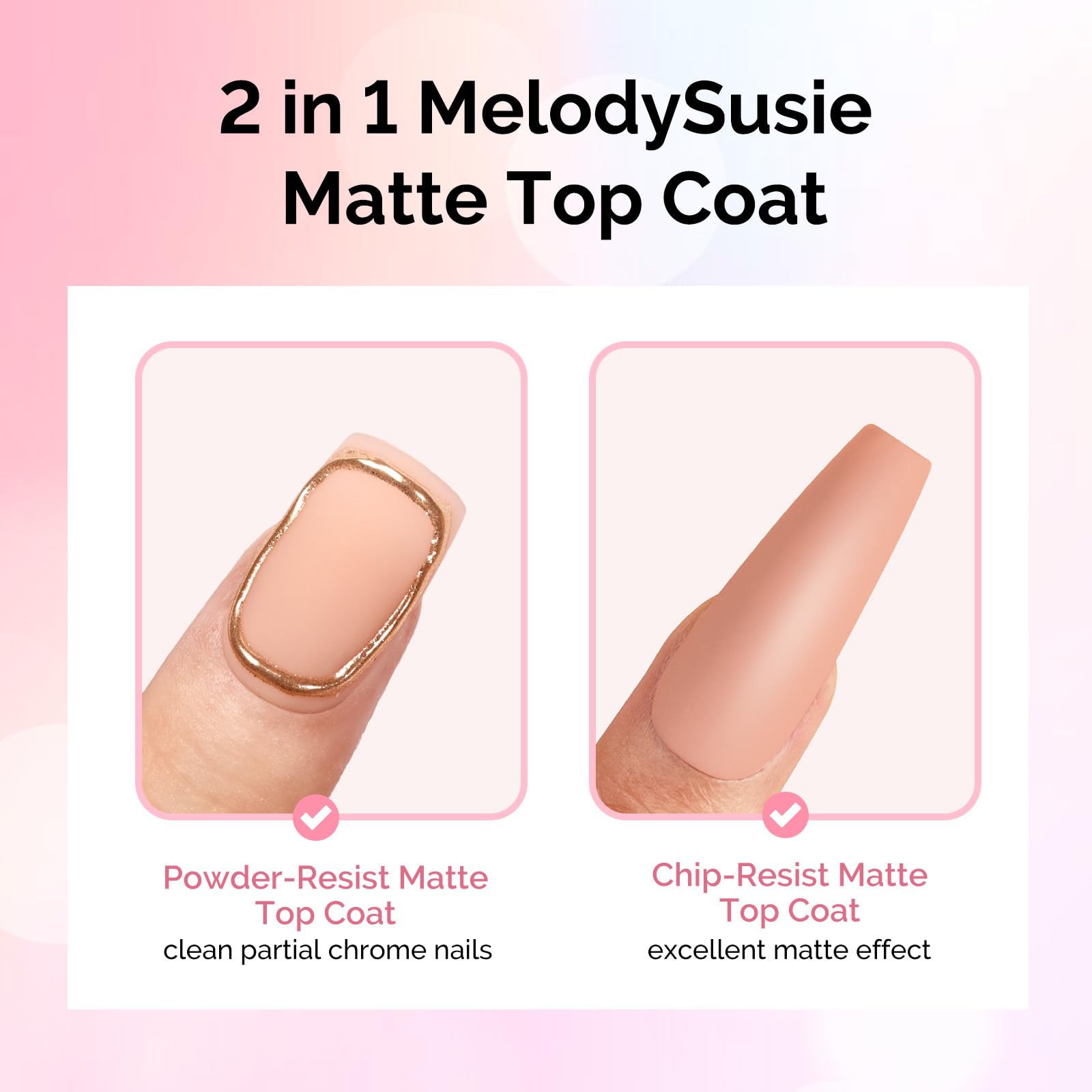 MelodySusie matte top coat compatible with all UV lamps for quick cure