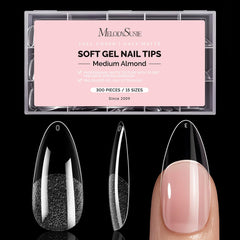 MelodySusie Medium Almond X Nail Tips pack of 300 for easy, secure salon-grade extensions