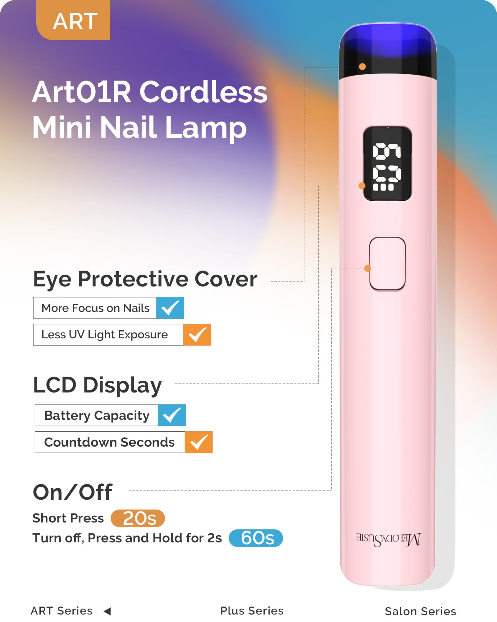 MelodySusie mini portable cordless nail lamp ideal for travel touch-ups.