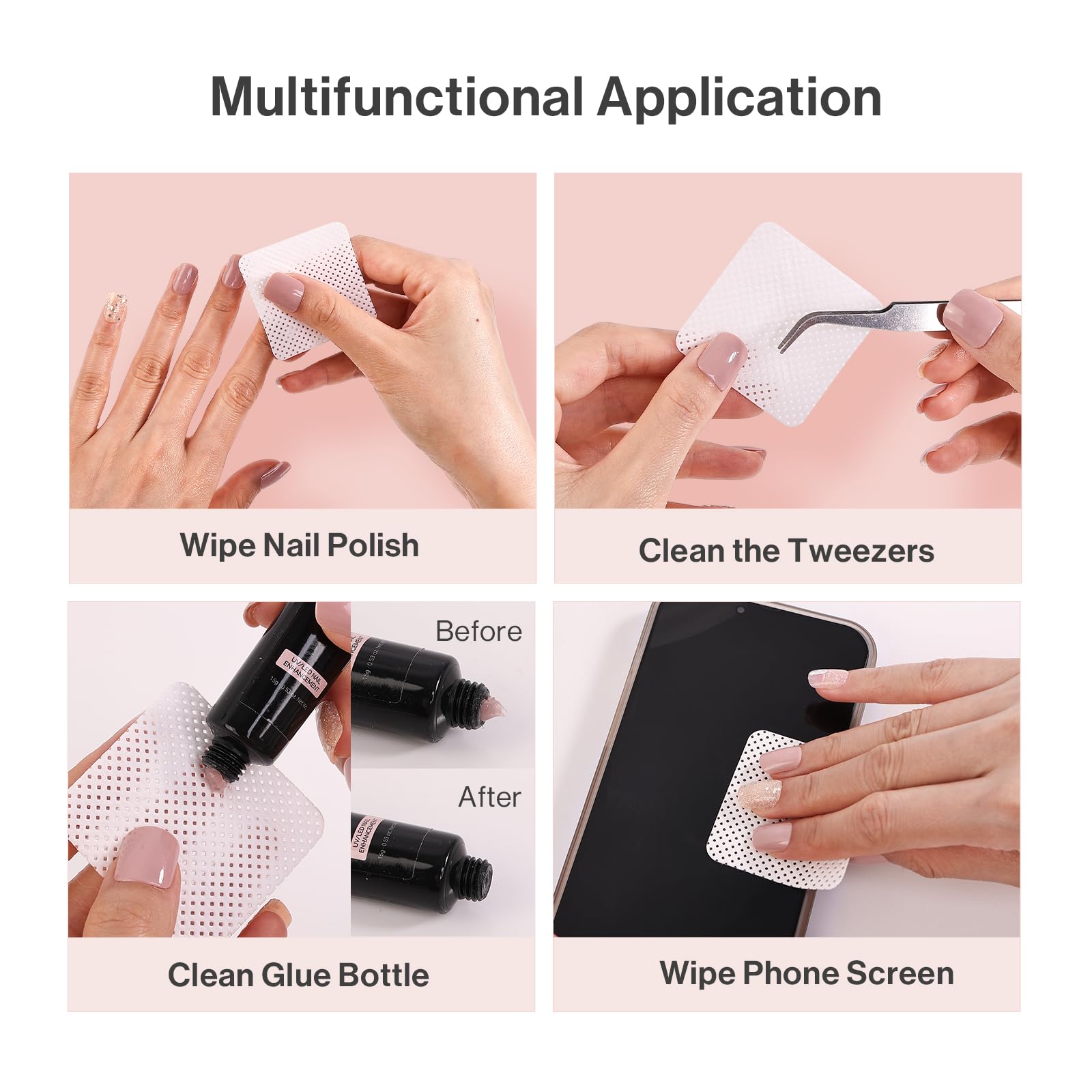 MelodySusie multi-use wipes for nails and lash tools.