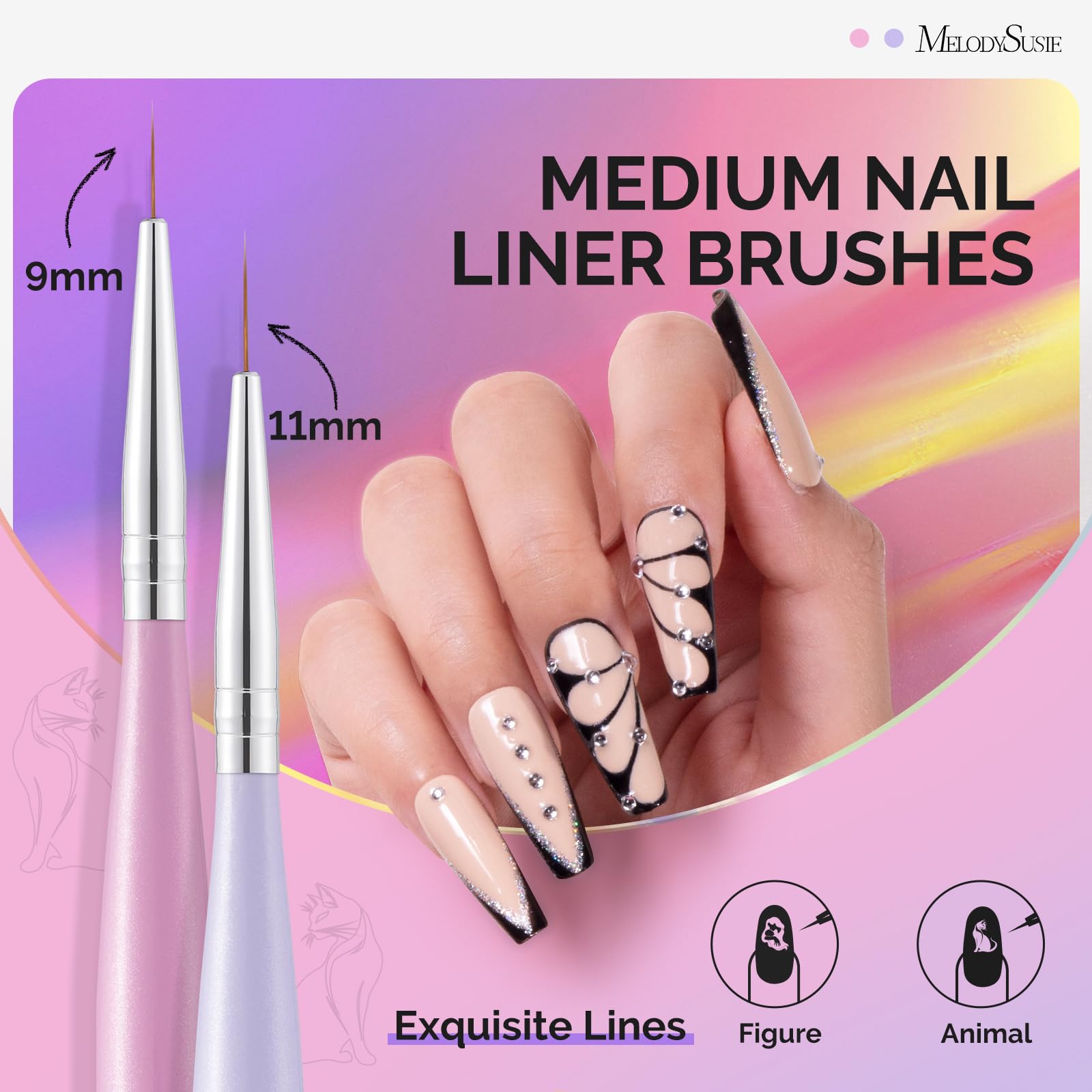 MelodySusie 11mm liner brush perfect for subtle two-tone shading and outlines.