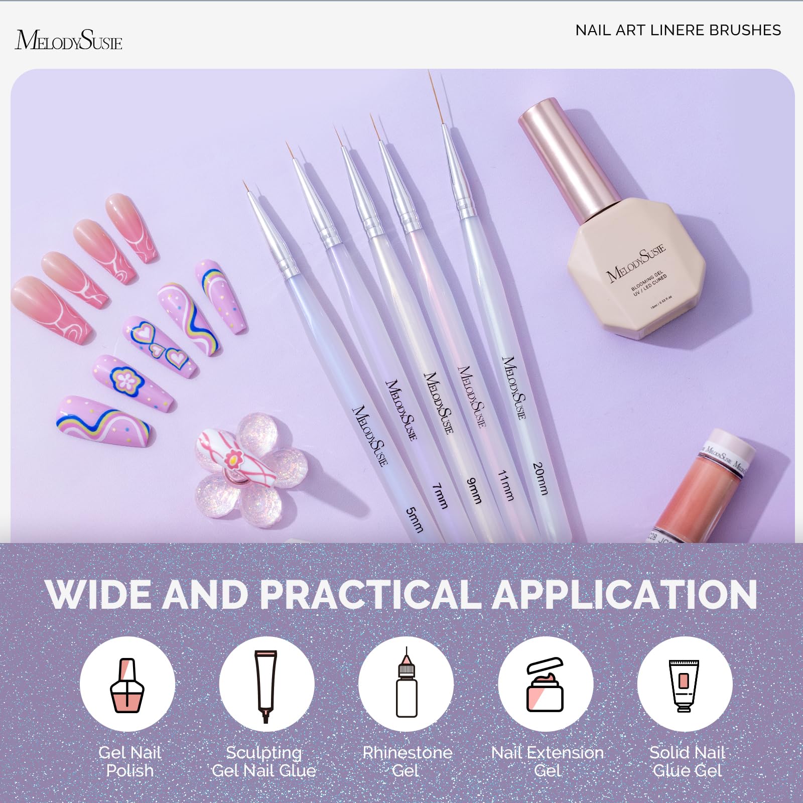 MelodySusie 11mm liner brush for broader detailing.