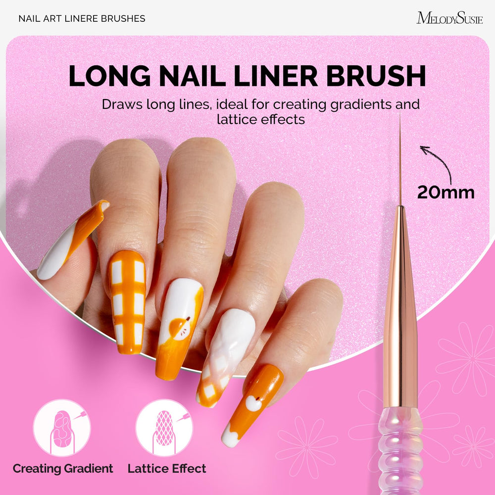 MelodySusie nail art liner brush 20mm for sweeping designs and bold details.