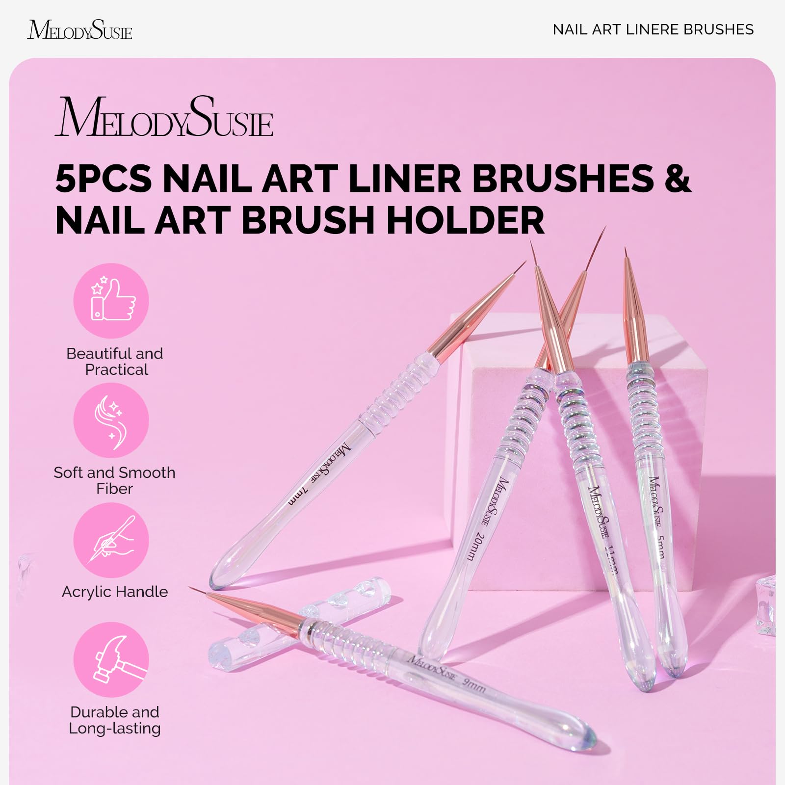 MelodySusie nail art liner brush 7mm for smooth curves and crisp lines.