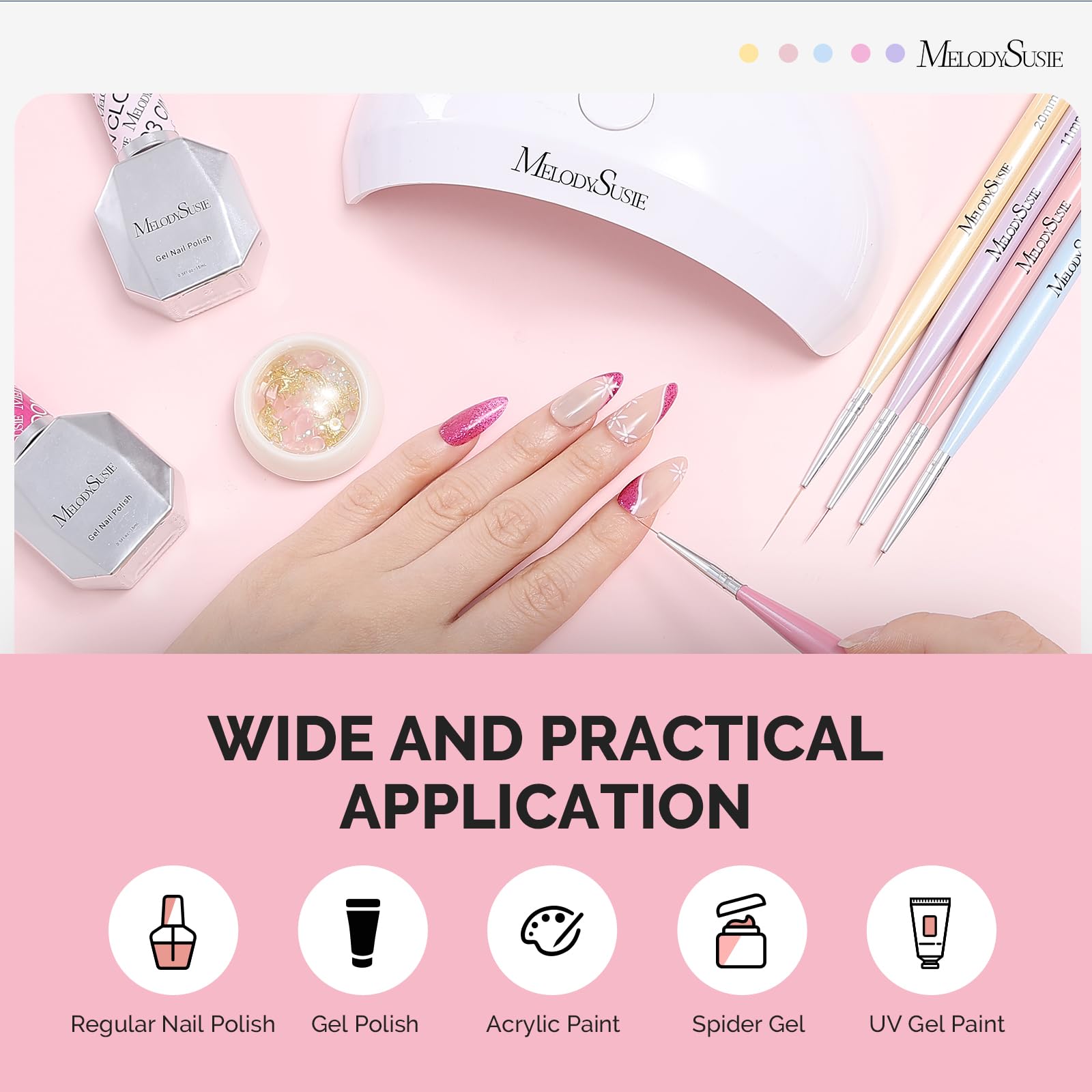 MelodySusie premium fiber brushes deliver durable performance in daily nail art.