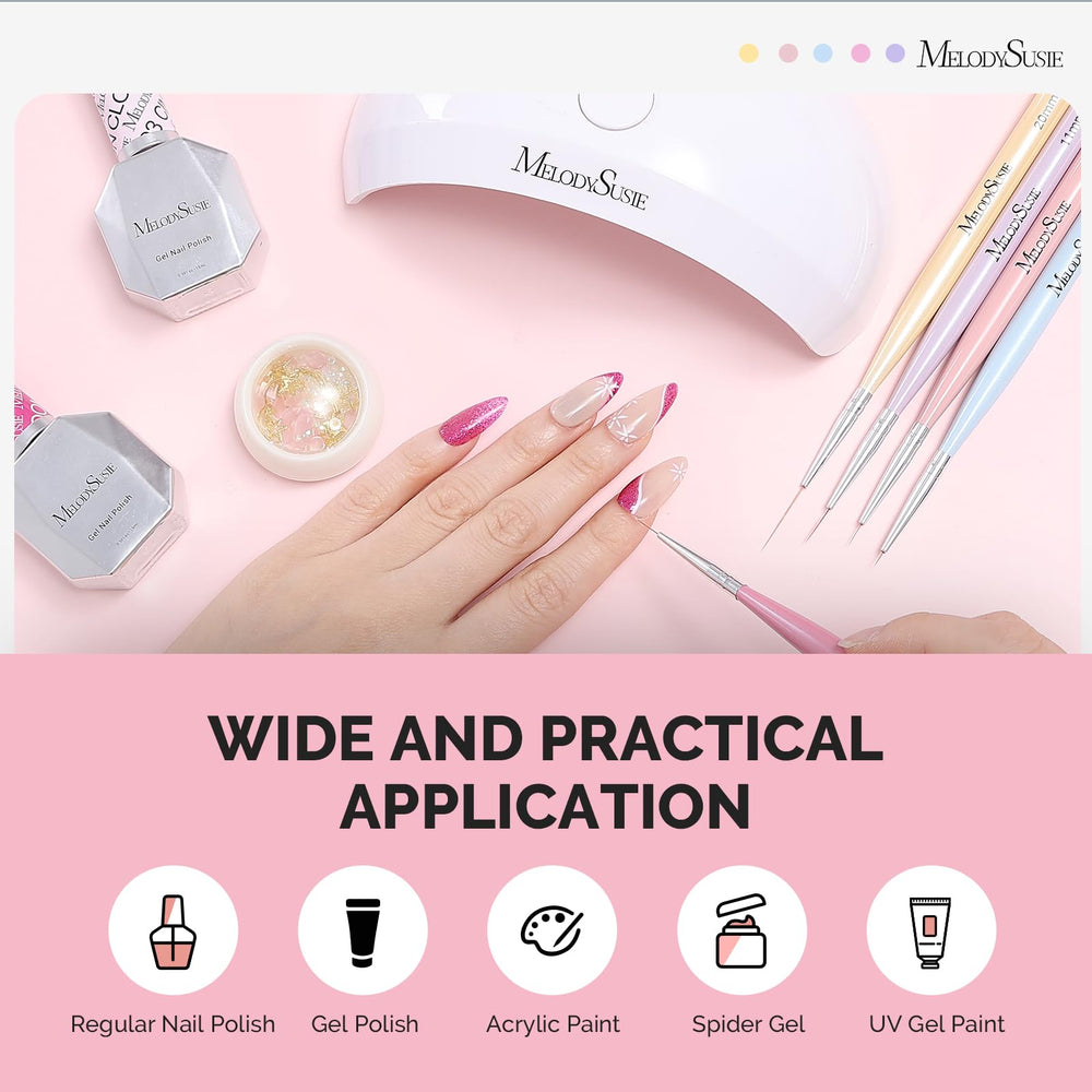 MelodySusie premium fiber brushes deliver durable performance in daily nail art.