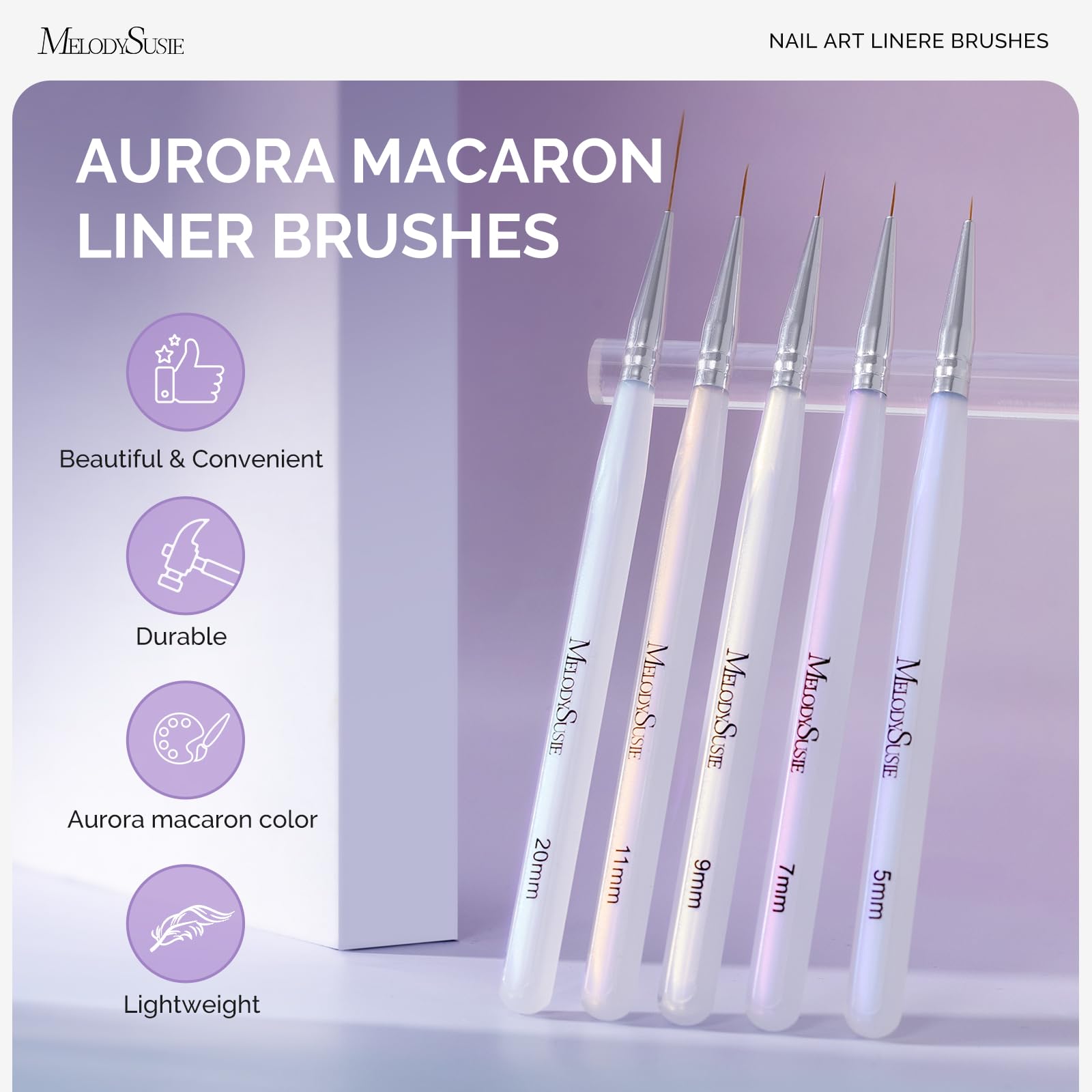 MelodySusie liner brushes are compact and portable for on-the-go designs.