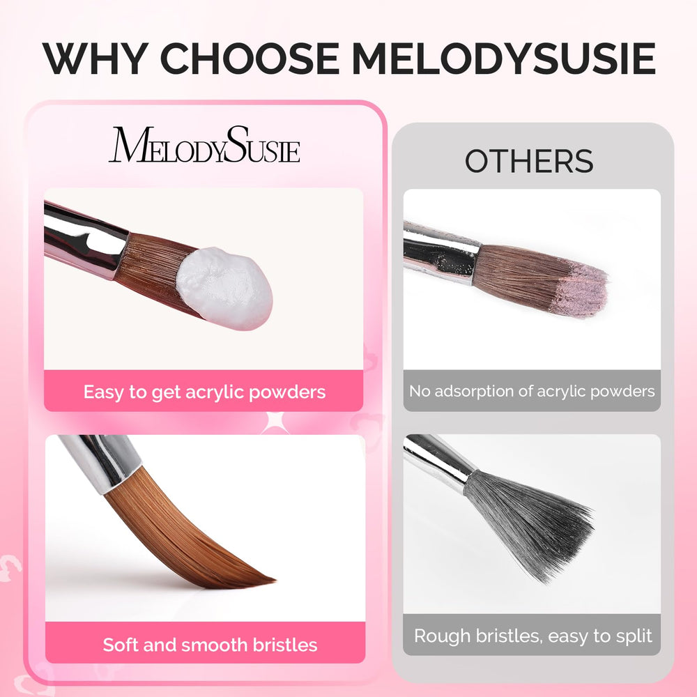 MelodySusie nylon bristles brush for smooth acrylic application and powder pickup
