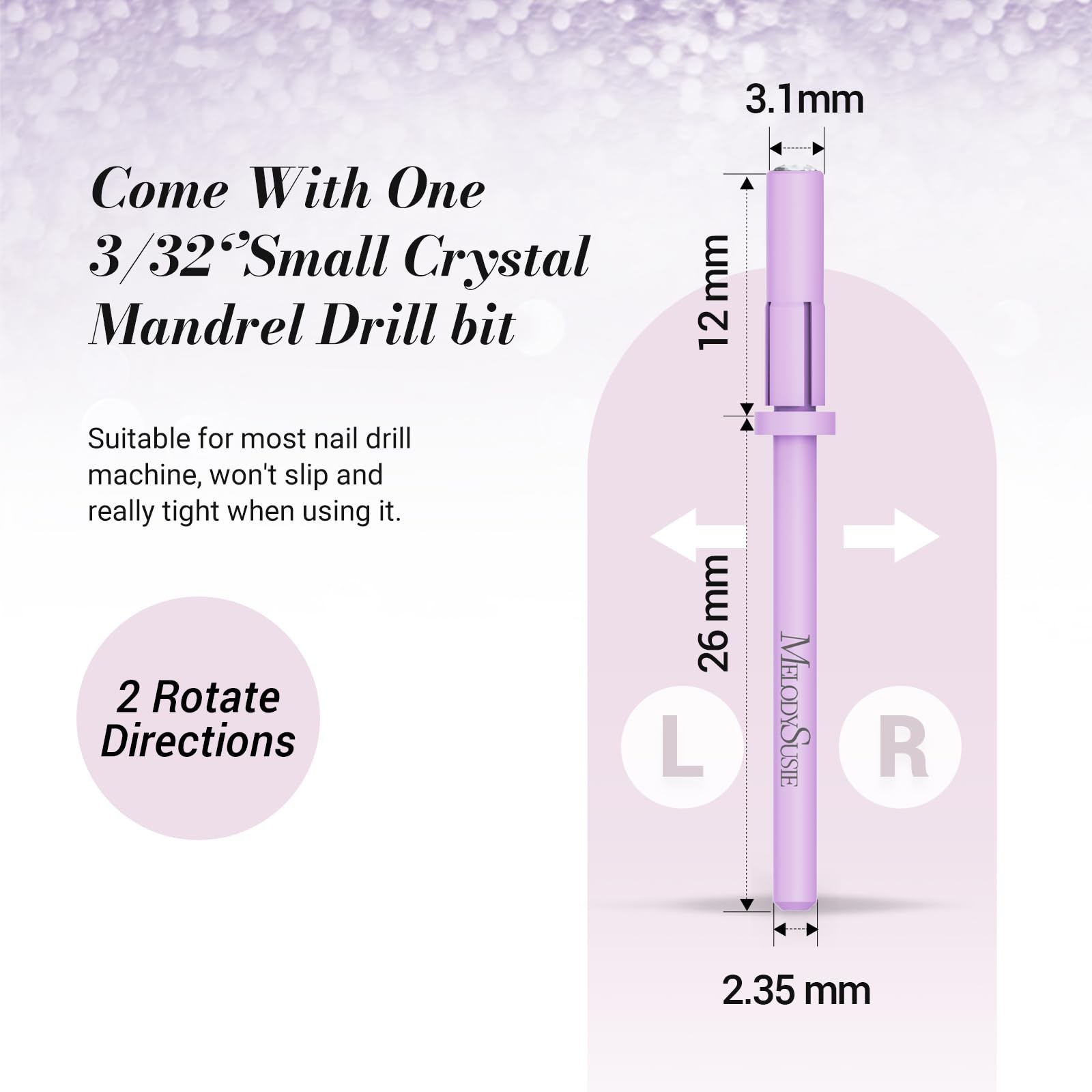MelodySusie versatile nail drill bit set for acrylic, gel, and dip prep.