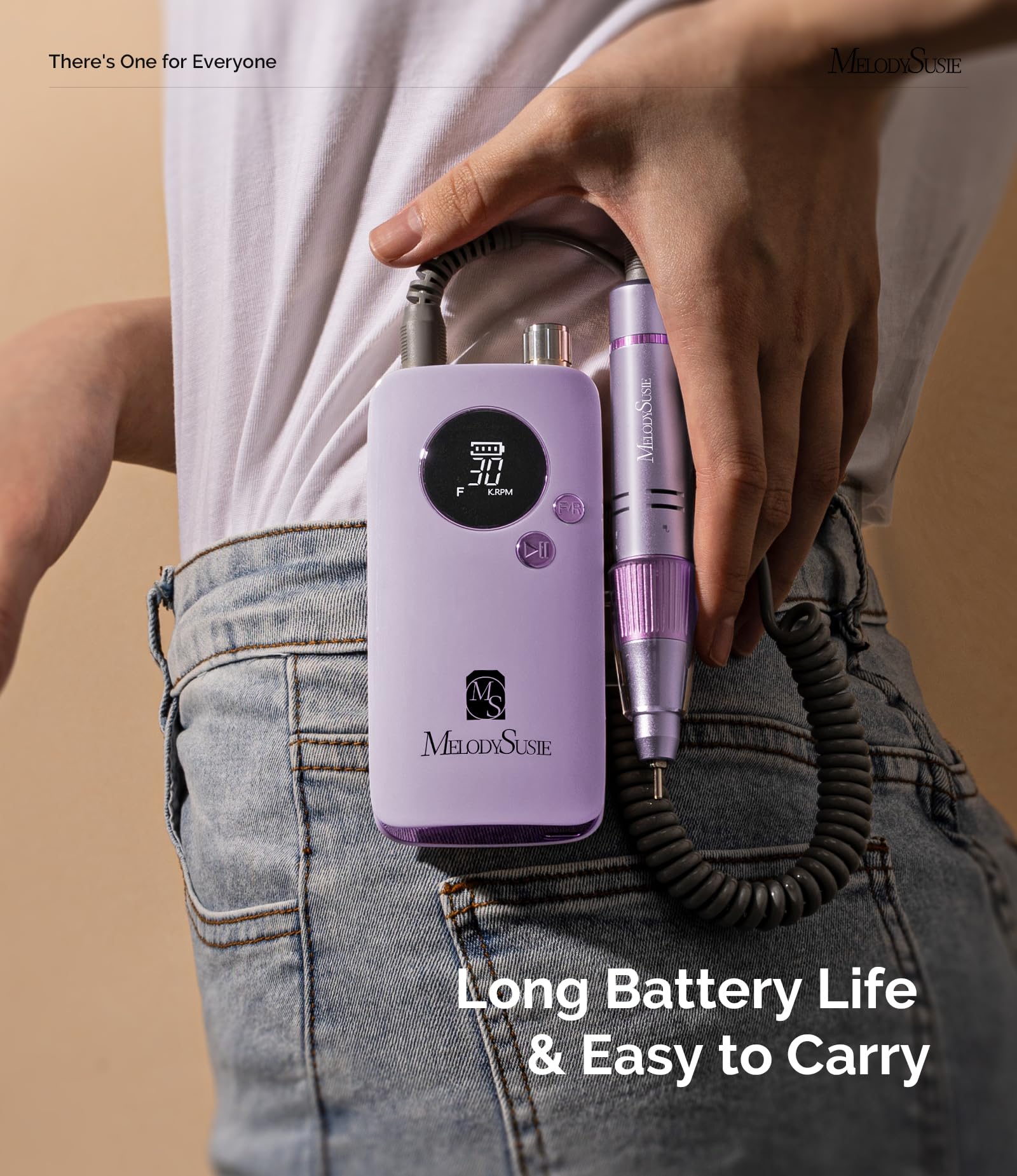 MelodySusie nail drill LCD display shows speed and battery status