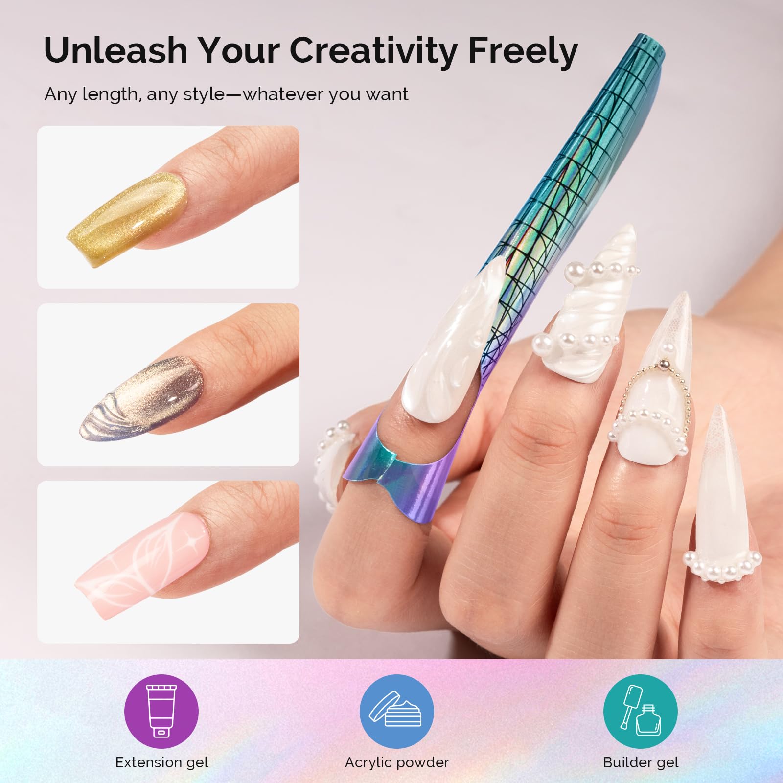 MelodySusie nail forms show guided shapes for stiletto, coffin, oval, and square nails.