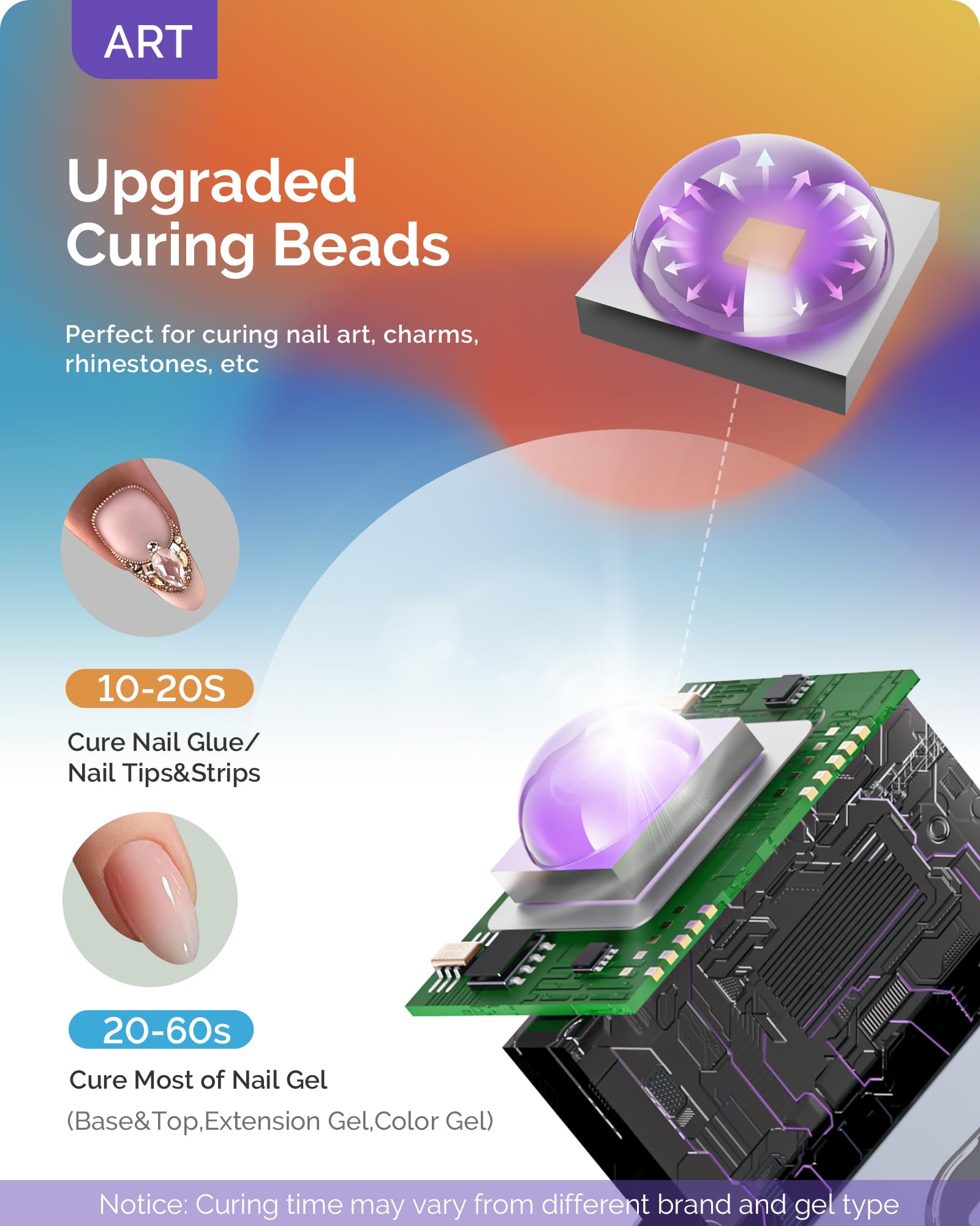 MelodySusie nail lamp with LCD display shows timer for precise curing.