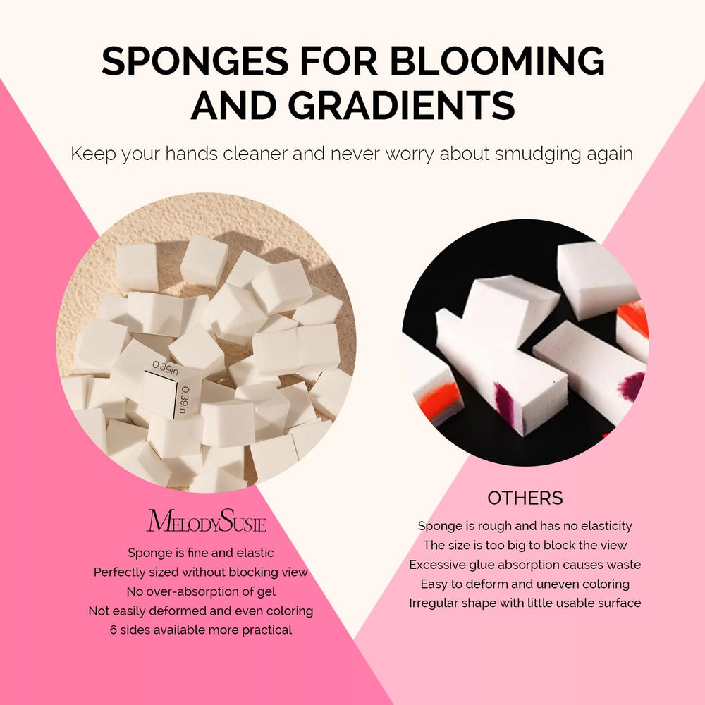 MelodySusie nail sponges with six usable sides enable versatile gradient effects.