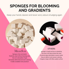 MelodySusie nail sponges with six usable sides enable versatile gradient effects.