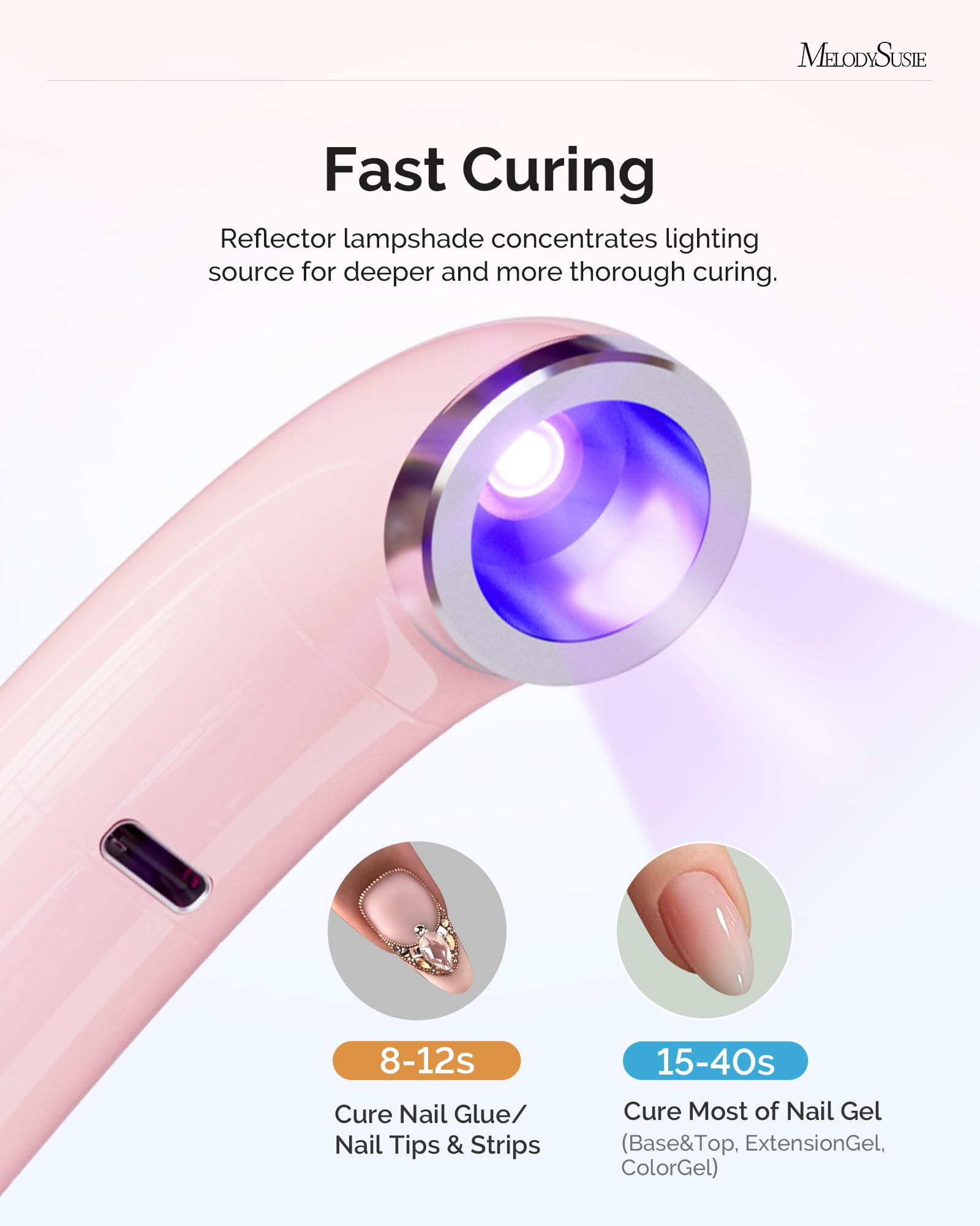 Ergonomic grip on MelodySusie P-ART01A enables comfortable single-finger curing