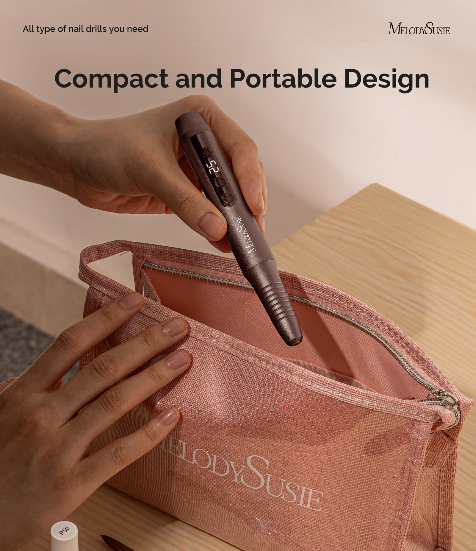 MelodySusie PC180G compact, lightweight design ideal for travel nail care