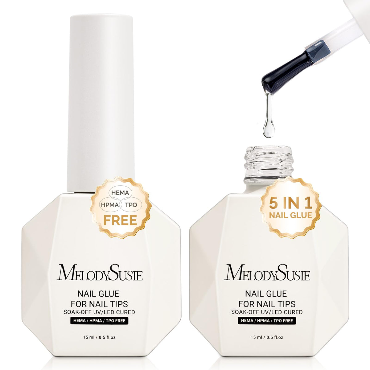 MelodySusie pegamento 5en1 para uñas con adhesión duradera para tips y decoraciones.