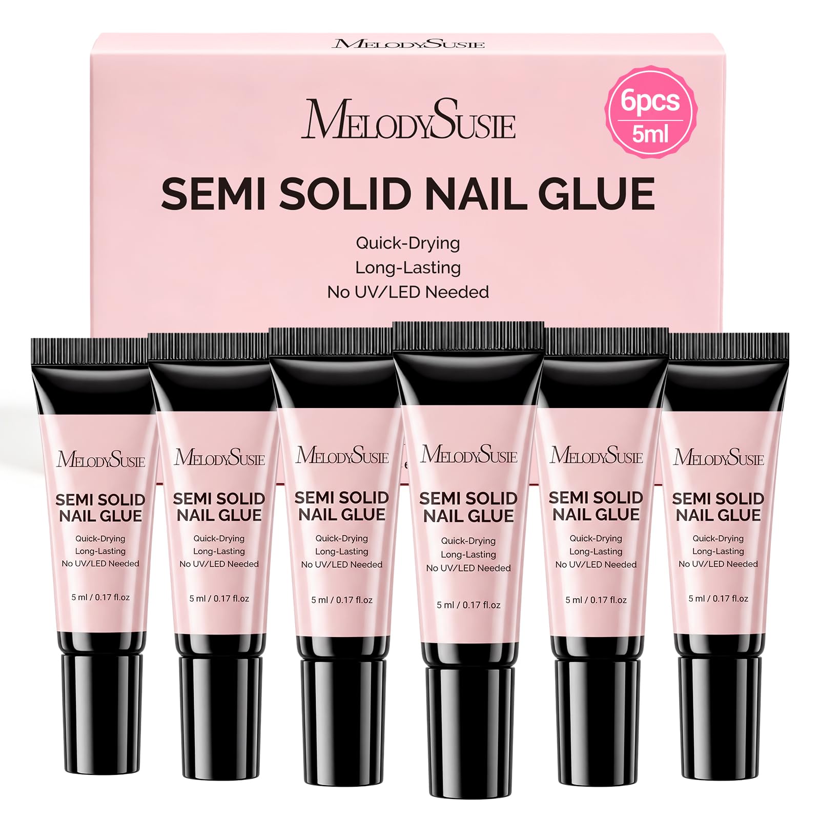 MelodySusie pegamento uñas semisólido, adhesión estable para uñas postizas